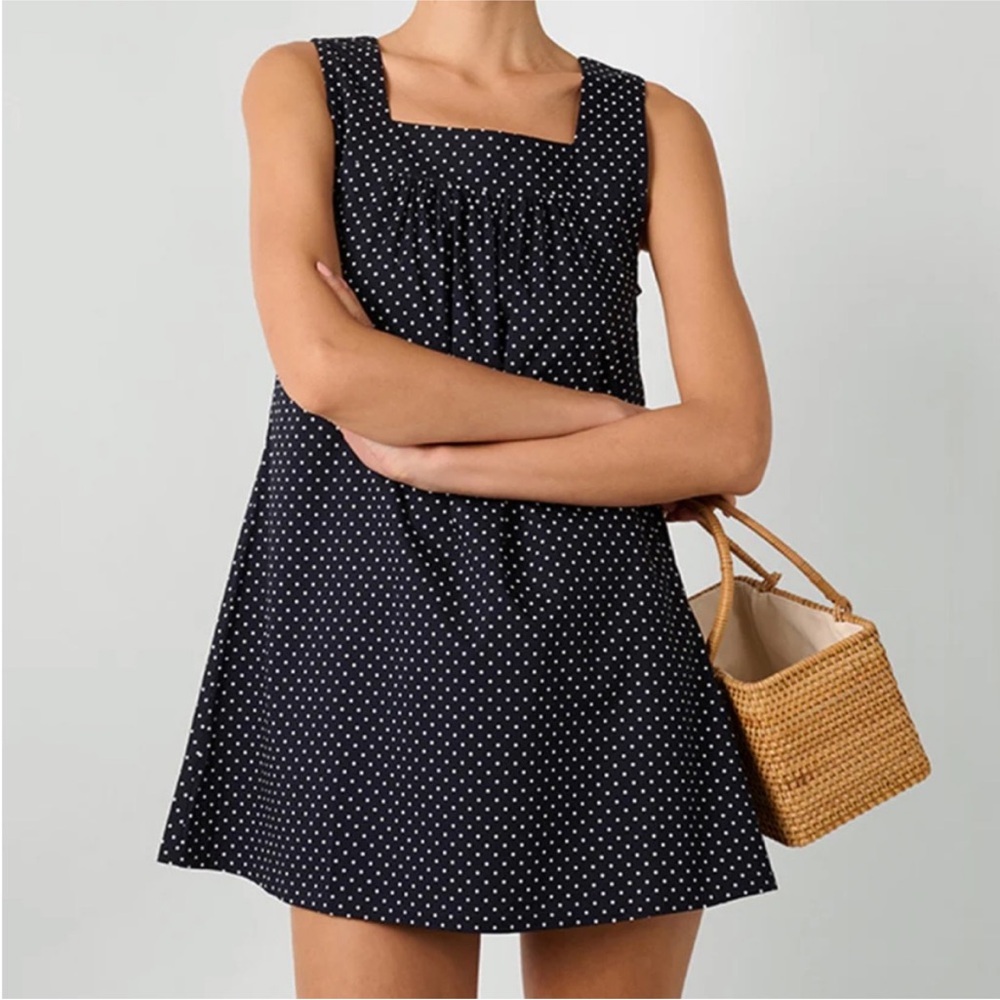 WeWoreWhat Black Polka Dot Square-Neck Mini Dress